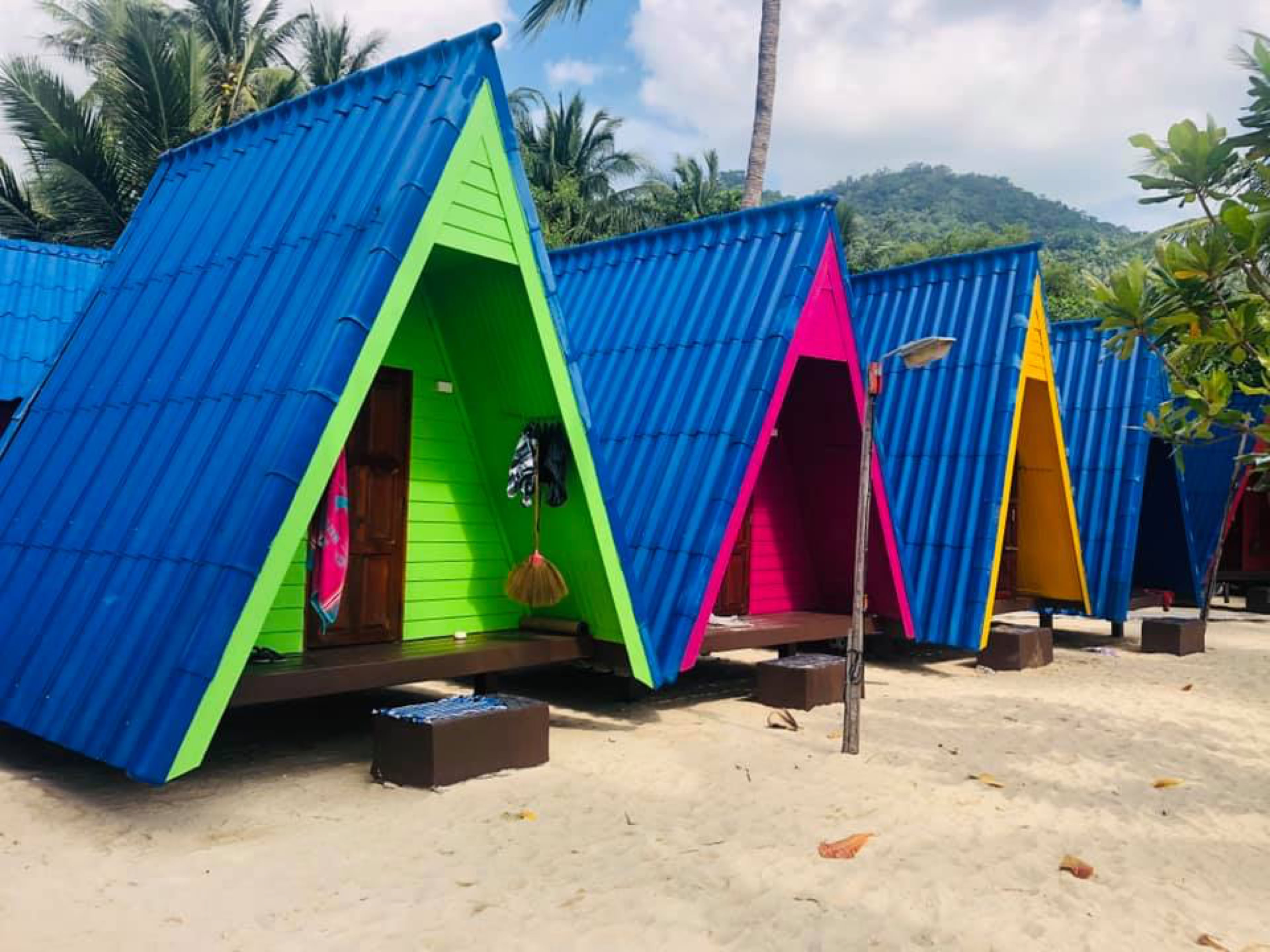 Beautiful tiny house bungalows on the beach of Koh Samui